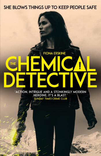 Book cover with female engineer holding Geiger Counter